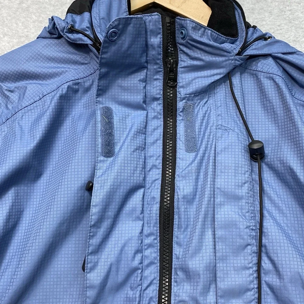 Coleman Blue‎ Hydra Tech Packable Jacket Unisex Sz M Hooded Zip-Up Distressed